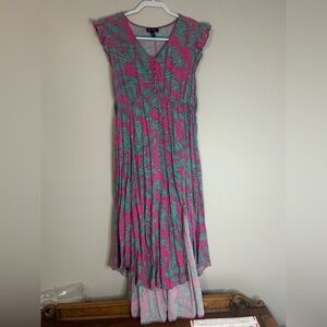 Jessica Simpson Green and Pink Asymmetrical Sundress, Size L